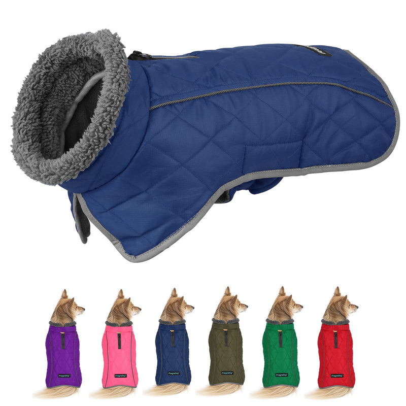 Fragralley Dog Winter Coat Jacket, Windproof Dog Coat, Adjustable Dog Jackets for Dogs, Waterproof Winter Dog, Turtleneck Clothes Doggie Cold Weather Vest Fleece Dog Jacket(Blue,M) Medium Blue - BeesActive Australia