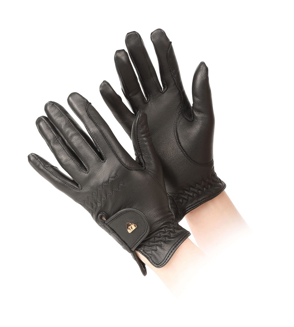 Aubrion Shires Equestrian Leather Riding Gloves - Childs Large Black - BeesActive Australia