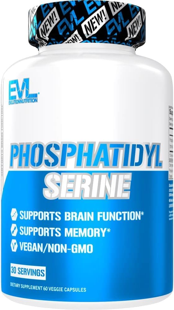 EVL Phosphatidylserine 300mg Brain Support Supplement - 30 Servings | Vegan, Non-GMO Phosphatidylserine Formula Supports Memory, Focus And Cognitive Function With 300Mg Per Serving 60 Count (Pack of 1)