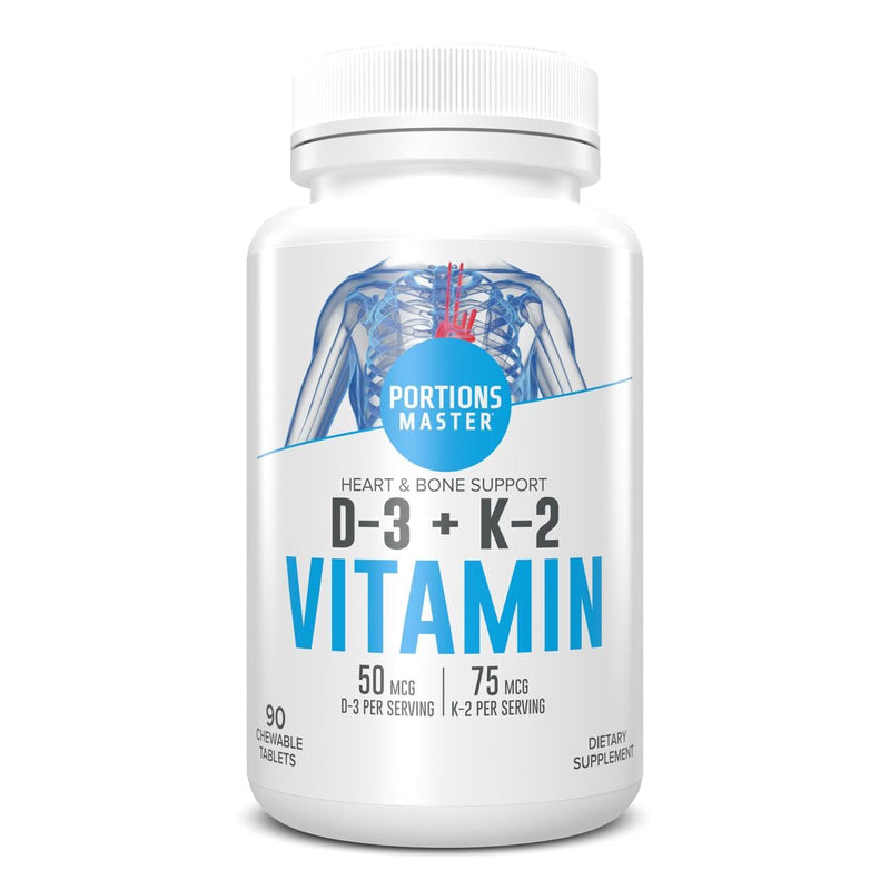 Portions Master Vitamin D3 5000 IU + K2 MK-7, Bone & Heart (60 Capsules)