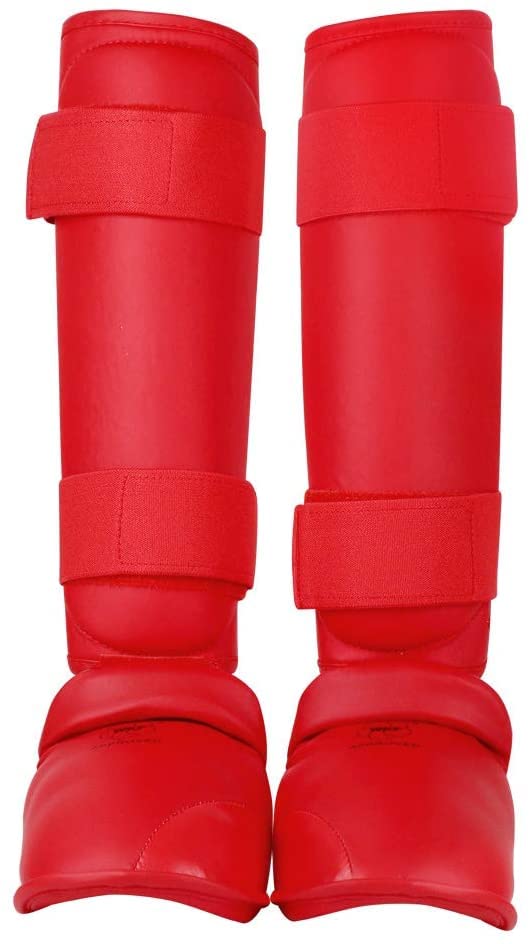 Wesing Karate Shin Instep Guard WKF Karate Shin Pad Red Medium - BeesActive Australia