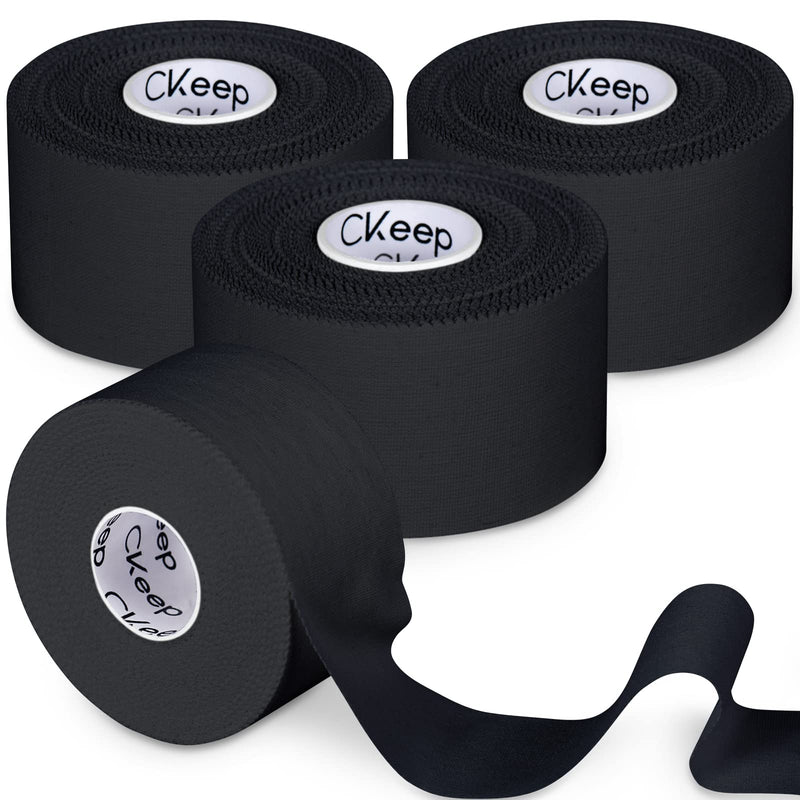 CKeep Athletic Tape, 45ft Per Roll, Easy to Tear and No Residue, Sport Tape for Strains and Sprains, Hypoallergenic and Breathable (4 Black) 4 Rolls - BeesActive Australia