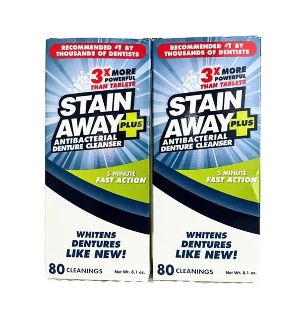 Stain Away Plus Denture Cleanser 5-Minute Fast Action 8.1oz. (Pack of 2)