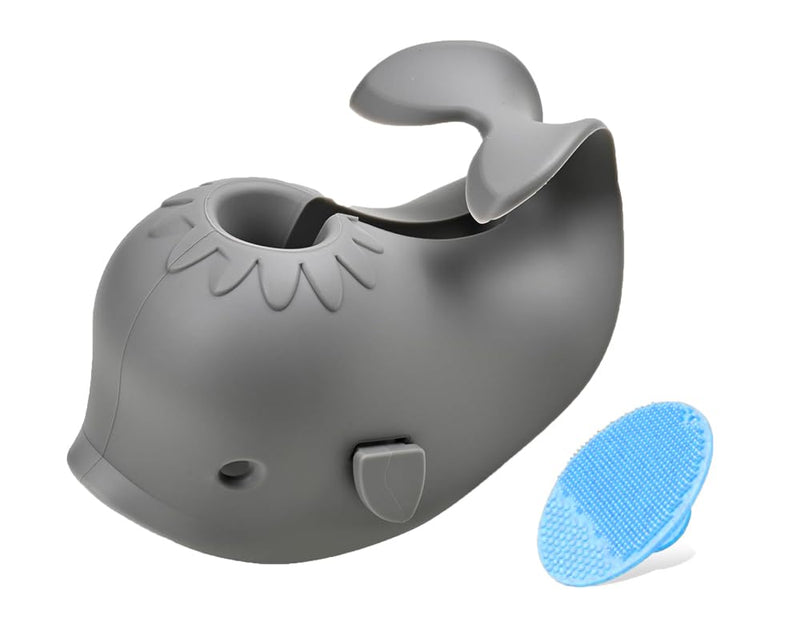 Mandoo Faucet Cover Bathtub Baby, Bath Spout Cover for Baby, Bath Faucet Cover for Kids, Tub Spout Cover Bathtub Faucet Cover Kids Safety, Protection Baby Universal Bath Silicone Toys Whale Grey - BeesActive Australia