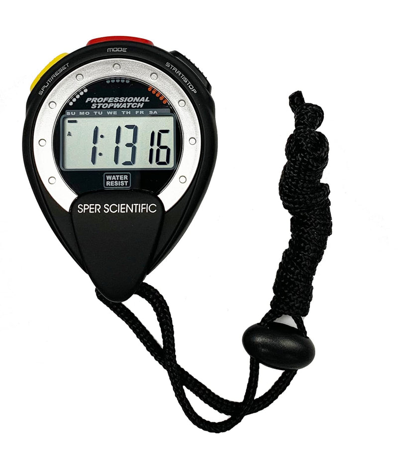 Sper Scientific Large Display Water Resistant Stopwatch 810035A - Digital Stopwatch with Oversized Display, 1/100-Second Accuracy Split & Water-Resistant Design for Sports, Training & More 1 Pack