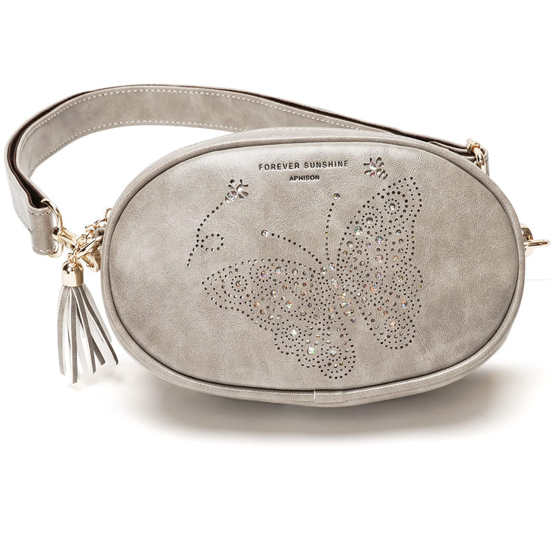 APHISON Fanny Pack for Women White Crossbody Everywhere Belt Bag Traveling Bag with 2 Adjustable Straps, Bum sling bag Fashion Waist Pack Outdoors,Workout,Casual,Running,Hiking,Cycling - GRAY 1-GRAY
