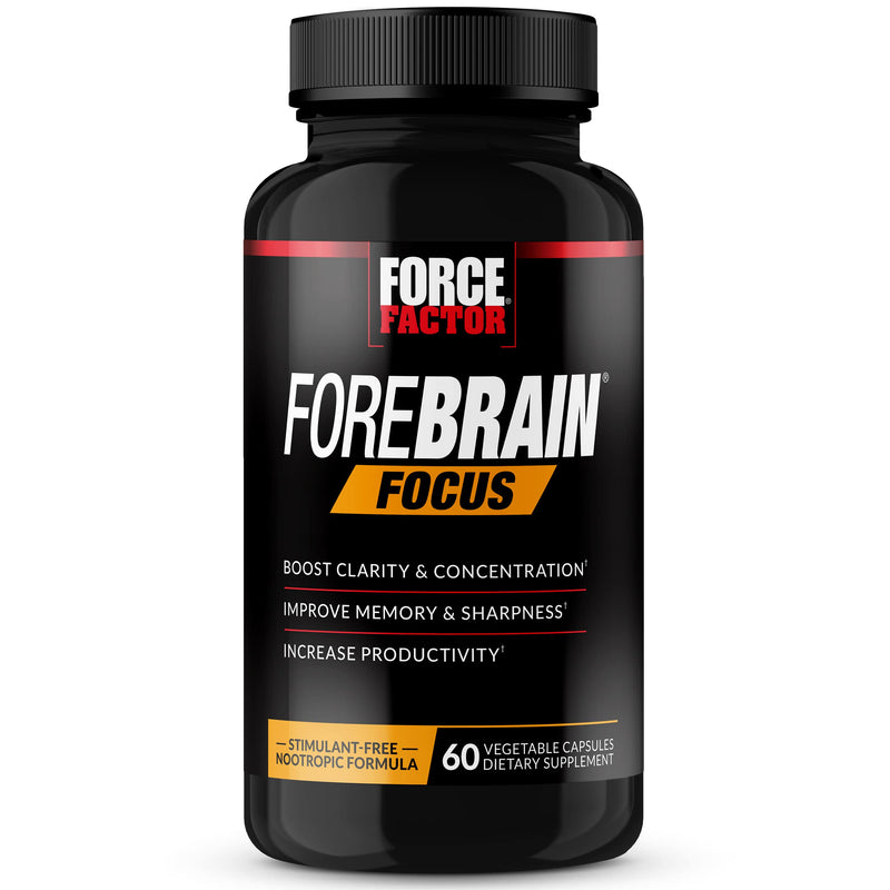 Force Factor Forebrain Focus Brain Booster | Brain Supplement to Boost Clarity & Concentration, Memory & Sharpness, Nootropic Brain Support Supplement, 60 Capsules 60 Count (Pack of 1)