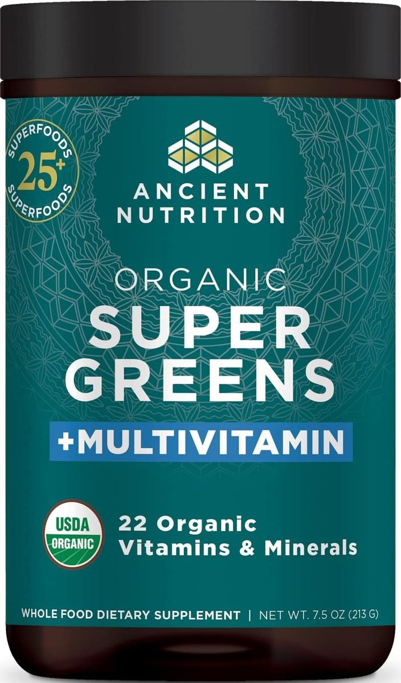 Ancient Nutrition Organic Multivitamin Supergreens Powder, 7.5 OZ 25 Servings (7.5 Ounce)