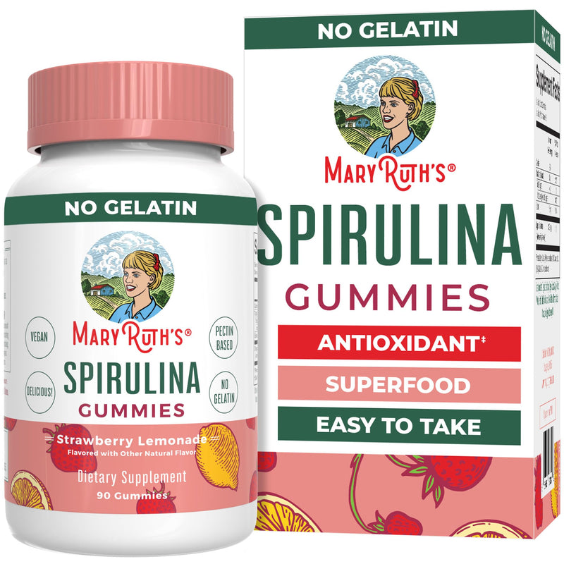 MARYRUTH'S Spirulina Gummies Made with Organic Spirulina, 90 Count, Vegan | Made with Organic Spirulina, Superfood, Antioxidant, Vegan, Non-GMO