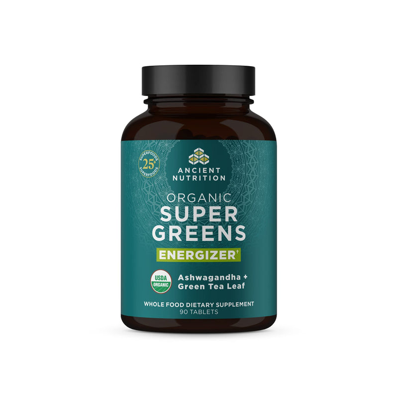 Ancient Nutrition Organic Super Greens Energize Capsules + Probiotics Multivitamin