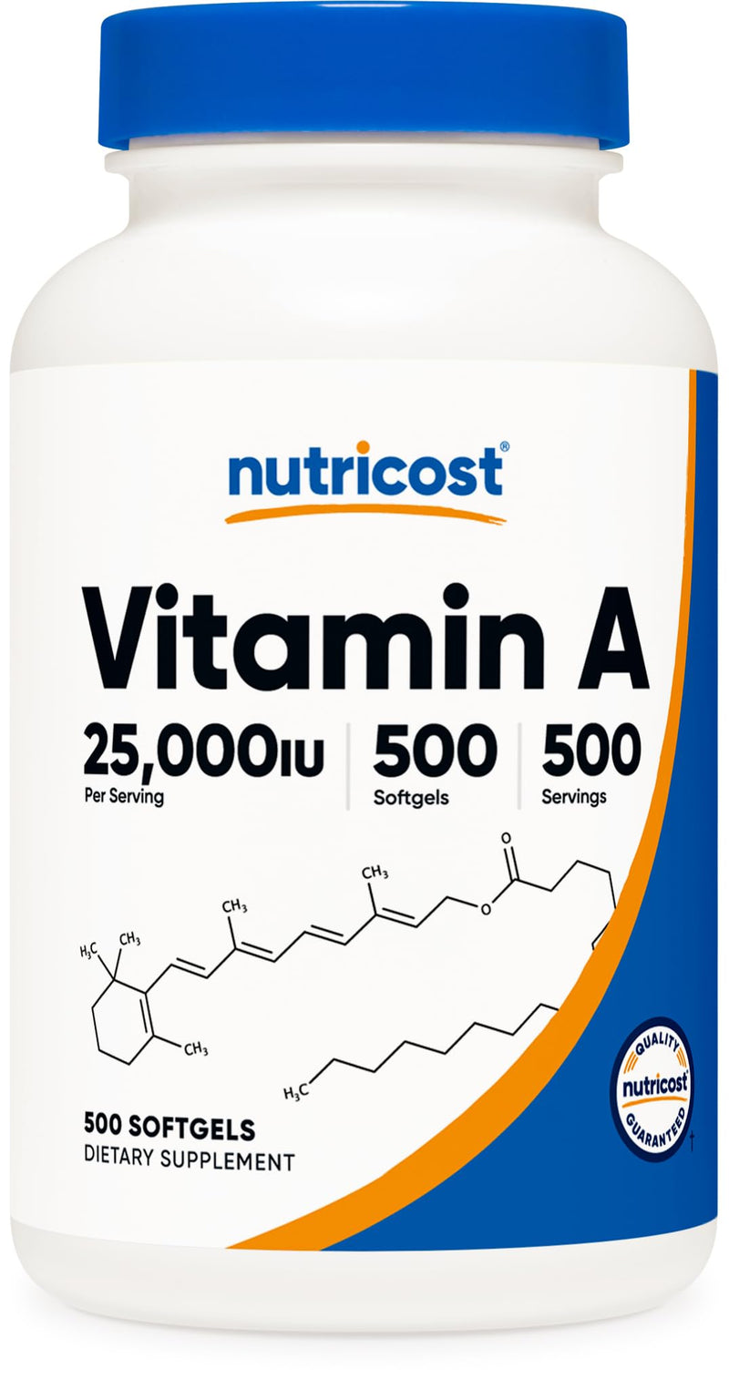 Nutricost Vitamin A 25000 IU, 500 Softgels, Non-GMO, Gluten Free - BeesActive Australia