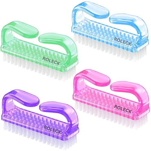 4 Pcs Nail Brush for daily Use - 4 Different Kinds of Fingernail brush with Plastic Handle Nail brush for cleaning Fingernails - Easy to use Nail Scrub brush - Nail Cleaner Nail brushes for Hands Feet Assorted 4pcs