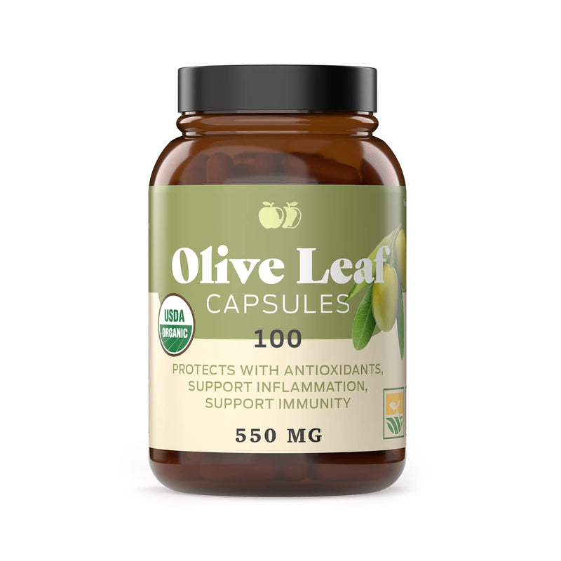 Complete Natural Products Organic Olive Leaf Capsules - 550mg, 100 Count, 1100mg per Serving 100 Count (Pack of 1)
