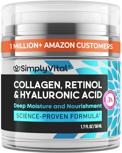 SimplyVital Face Moisturizer Retinol Collagen Hyaluronic Acid Cream 1.7 oz 1.7 Fl Oz (Pack of 1)