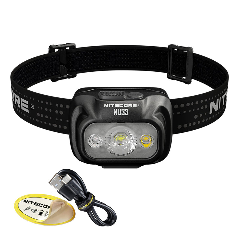 Nitecore NU33 700 Lumen Camping Headlamp, USB-C Rechargeable, Lightweight with White, Red, and Reading LEDs Sticker - BeesActive Australia