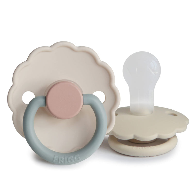 FRIGG Daisy SilkySoft Silicone Baby Pacifier | Made in Denmark | BPA-Free (Cotton Candy/Sandstone, 0-6 Months) Cotton Candy/Sandstone - BeesActive Australia