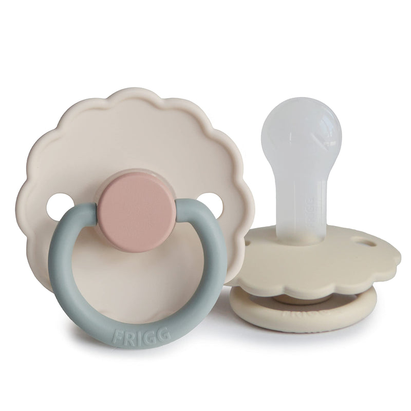 FRIGG Daisy SilkySoft Silicone Baby Pacifier | Made in Denmark | BPA-Free (Cotton Candy/Sandstone, 6-18 Months) Cotton Candy/Sandstone - BeesActive Australia