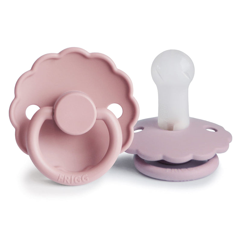 FRIGG Daisy SilkySoft Silicone Baby Pacifier | Made in Denmark | BPA-Free (Baby Pink/Soft Lilac, 6-18 Months) Baby Pink/Soft Lilac - BeesActive Australia