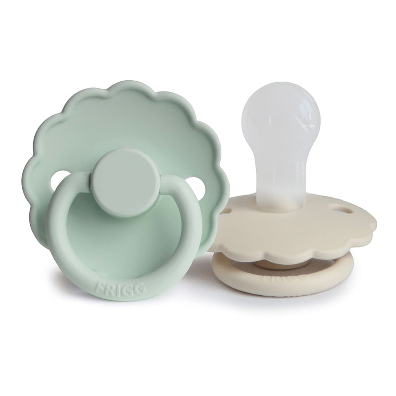 FRIGG Daisy SilkySoft Silicone Baby Pacifier | Made in Denmark | BPA-Free (Seafoam/Cream, 0-6 Months) Seafoam/Cream - BeesActive Australia