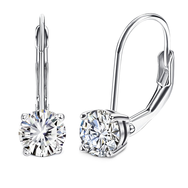 Blahanna Moissanite Earrings,1.0ct-2.0ct D Color Brilliant Round Cut Lab Created Diamond Earrings 18K White Gold Sterling Silver Dangle Earrings Moissanite Leverback Drop Earrings 1.0 carats(0.5ct*2) - BeesActive Australia