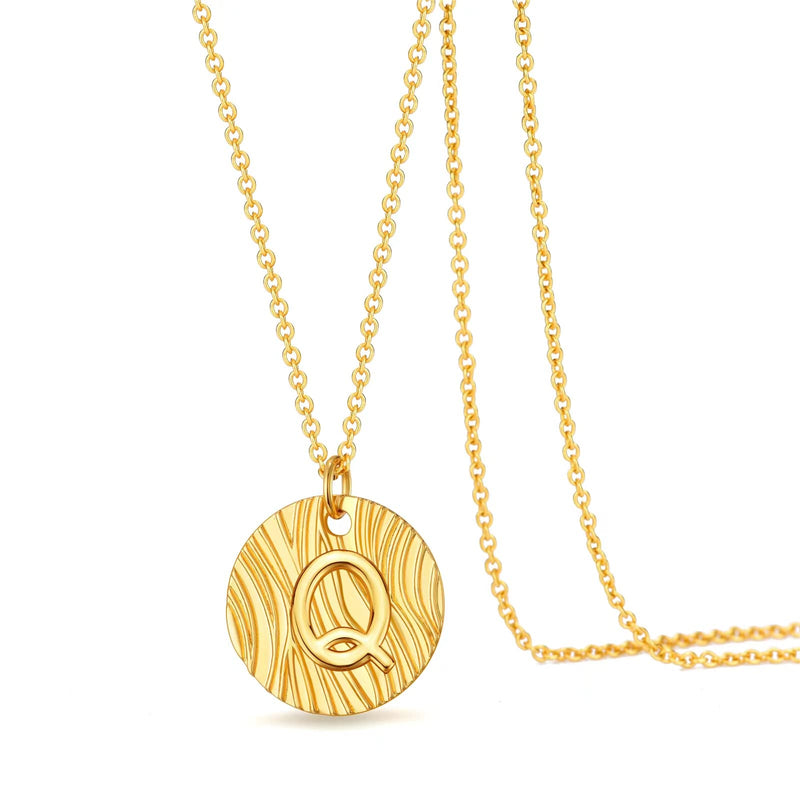 Oliopo Dainty Initial Necklace - 14K Gold Plated Letter Necklace,Coin Initial Gold Necklaces for Women Girls Q - BeesActive Australia