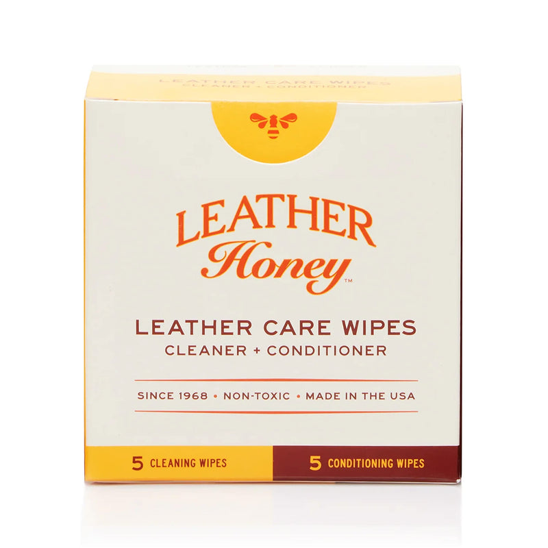 Leather Honey Leather Care Wipe Kit: Clean & Restore On-The-Go. Use for Leather Couches, Car Seats, Purses, Shoes & Bags. Safe for Any Color. Non-Toxic & Ready-to-Use. 5 Cleaner & 5 Conditioner Wipes Combo - BeesActive Australia