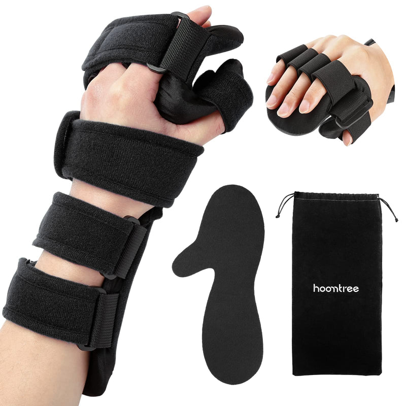 Stroke Resting Hand Splint Right&Left Resting Hand Splint with Finger Separator Functional Night Immobilizer Wrist Finger Brace for Carpel Tunnel Pain,Sprain Fracture,Tendonitis (Left,Black) Left,Black