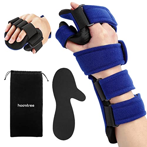 Stroke Resting Hand Splint Right&Left Resting Hand Splint with Finger Separator Functional Night Immobilizer Wrist Finger Brace for Carpel Tunnel Pain,Sprain Fracture,Tendonitis (Right,Blue) Right,Blue