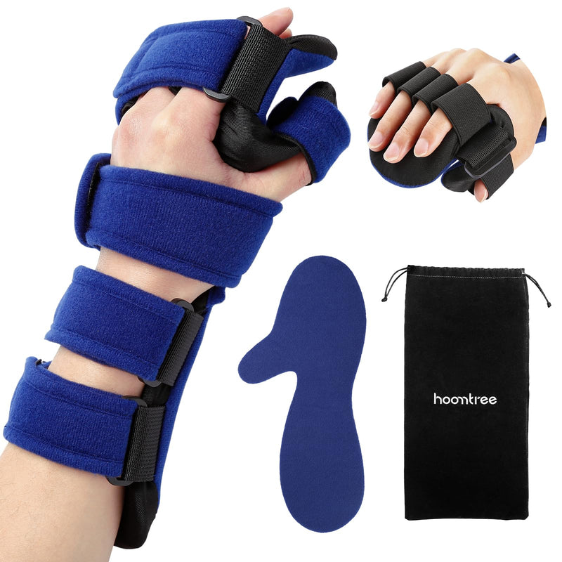 Stroke Resting Hand Splint Right&Left Resting Hand Splint with Finger Separator Functional Night Immobilizer Wrist Finger Brace for Carpel Tunnel Pain,Sprain Fracture,Tendonitis (Left,Blue) Left,Blue