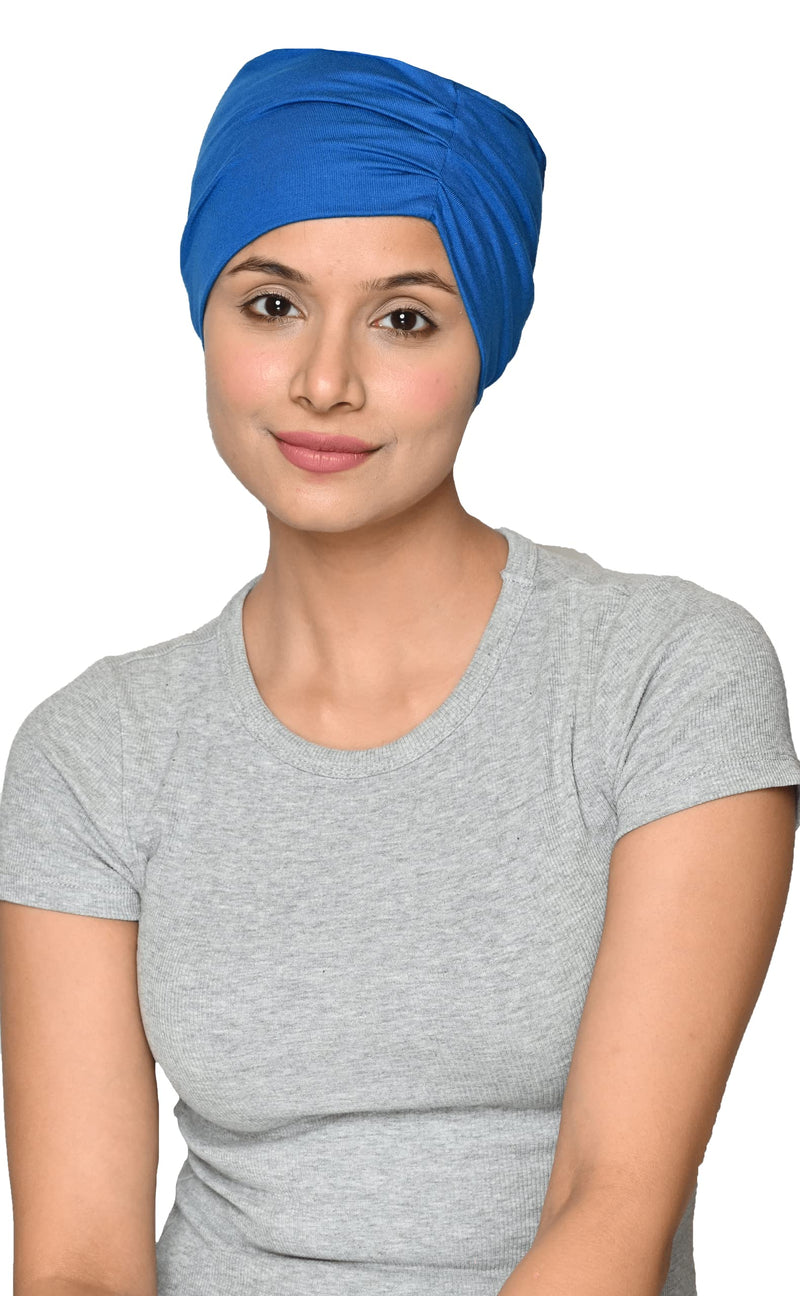 SAKUCHI Skin Friendly Bamboo Viscose Pleated Solid Sleep Cap for Women's (SS234) One Size-Medium Classic Blue - BeesActive Australia
