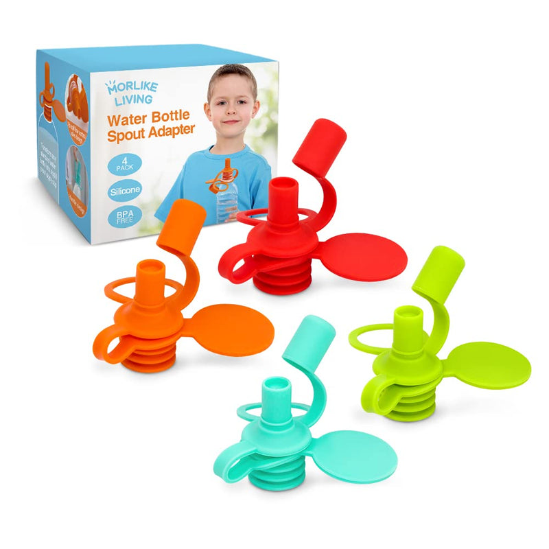 Morlike Living Water Bottle Spout Adapter, Silicone Baby Water Bottle Adapter for Toddlers, Protects Kids Mouth - No Spill ＆ BPA Free(Mix,4 Pack) MIX - 4 PACK - BeesActive Australia