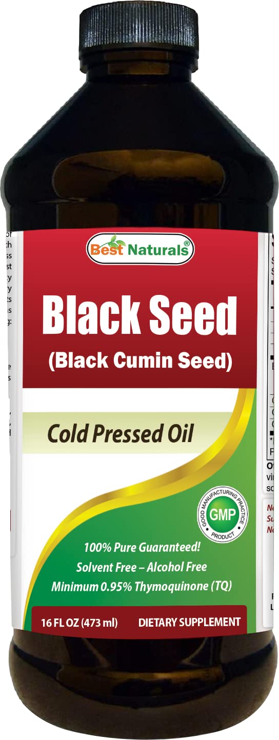 Best Naturals Black Seed Oil - Minimum 0.95% Thymoquinone (TQ) - Cold Pressed Nigella Sativa Aids in Digestive Health, Immune Support, Brain Function, Joint Mobility, Gluten Free, Non GMO - 16 OZ 16 Fl Oz (Pack of 1) - BeesActive Australia