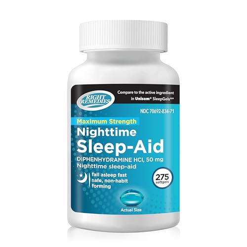 RIGHT REMEDIES Nighttime Sleep Aid Softgels, 50 mg, 275 Softgels 275 Count (Pack of 1)