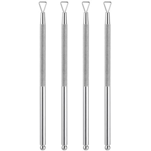 LALAFINA 12 pcs Triangle Cuticle Pusher Set Gel Polish Remover Tool with Ergonomic Grip Nail Art Scraper for Manicure and Pedicure Home Spa Salon Use 13X0.3cmx3pcs Silverx3pcs