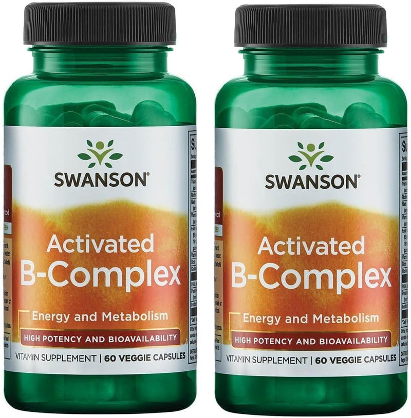 Swanson Activated B-Complex - High Potency and Bioavailability (60 Veggie Capsules) (2 Pack) 60 Count (Pack of 2)