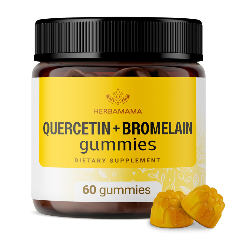 HERBAMAMA Quercetin with Bromelain Gummies - Quercetin Supplement for Respiratory and Lung Health - Immunity Quercetin Gummies - 60 Vegan Non-GMO Apple-Flavored Chews - BeesActive Australia