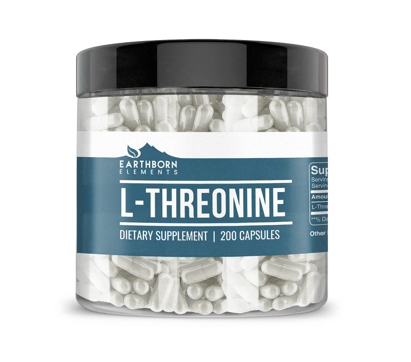 Earthborn Elements L-Threonine 200 Capsules, Essential Amino Acid, Pure & Undiluted, No Additives 200 Count (Pack of 1)
