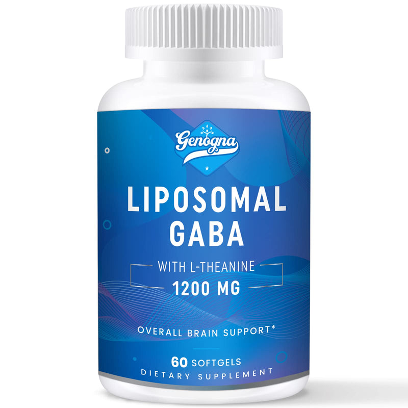 Liposomal GABA with L-Theanine 1200mg Supplements 1 Pack for Adults | High Bioavailable Capsules, 60-day Supply 60 Count (Pack of 1)