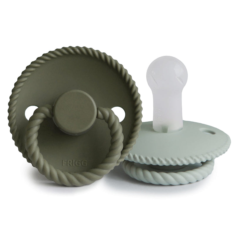 Frigg Rope SilkySoft Silicone Baby Pacifier | Made in Denmark | BPA-Free (Olive/Sage, 6-18 Months) Olive/Sage - BeesActive Australia
