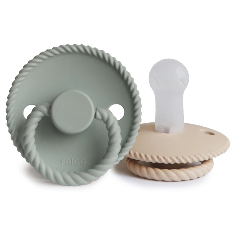 Frigg Rope SilkySoft Silicone Baby Pacifier | Made in Denmark | BPA-Free (Sage/Croissant, 6-18 Months) Sage/Croissant - BeesActive Australia