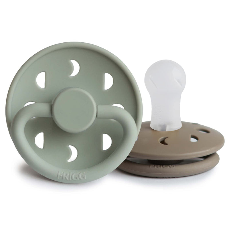 Frigg Moon SilkySoft Silicone Baby Pacifier | Made in Denmark | BPA-Free (Sage/Portobello, 0-6 Months) 1 Count (Pack of 2) Sage/Portobello - BeesActive Australia