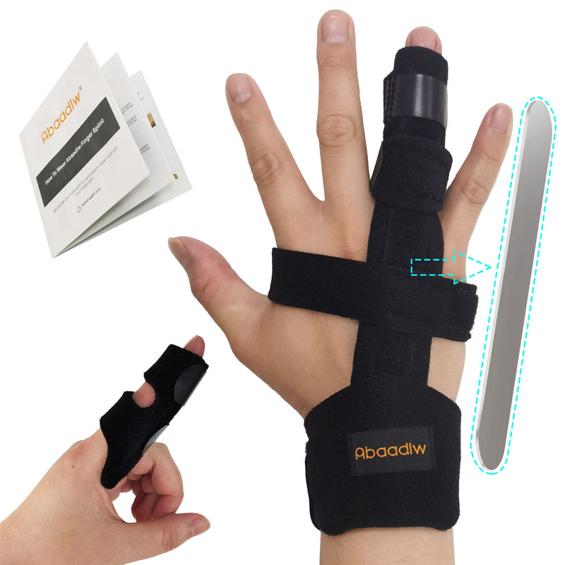 Trigger Finger Splint 2 Pcs, Adjustable Index Finger Splint, Finger Splint Middle Finger, Ring Finger Splint, Pinky Finger Splint,Hand Brace Black-B1-2 M