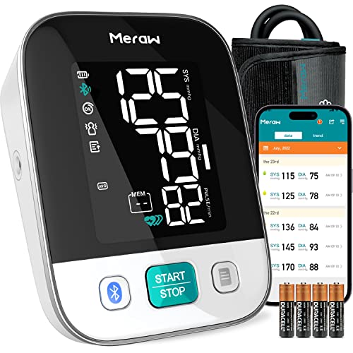 Meraw Blood Pressure Monitor Home Use, Blood Pressure Cuff Digital Arm, Blood Pressure Monitor Automatic Cuff 8.7-16.5" Bluetooth App Tracking Irregular Heartbeat Monitoring FSA/HSA Eligible White Cedar-white