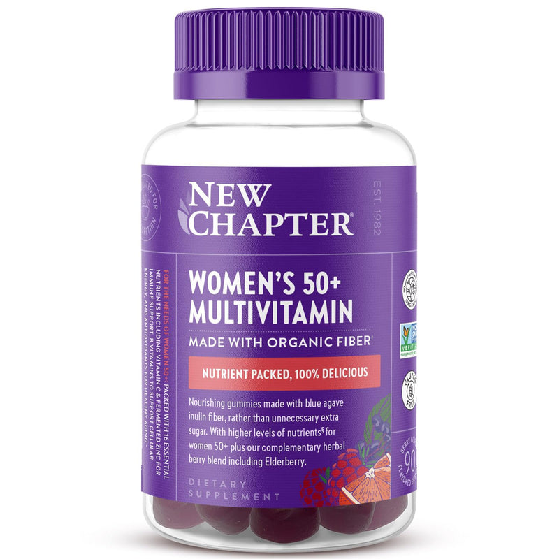 New Chapter Women's 50+ Multivitamin Gummies, Berry Citrus, 90 Count | 52% Less Sugar Women's Healthy Aging Gummies with Vitamin C, B Vitamins, and Zinc, Non-GMO and Gluten-Free Formula