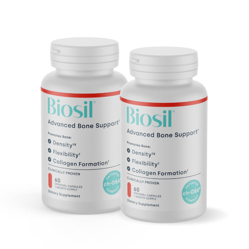 Biosil Advanced Bone Support - 60 Capsules, Pack of 2 - Supports Bone Density, Flexibility & Collagen Formation with Patented ch-OSA Complex, Inositol, MK7 & Vitamin B12-60-Day Supply