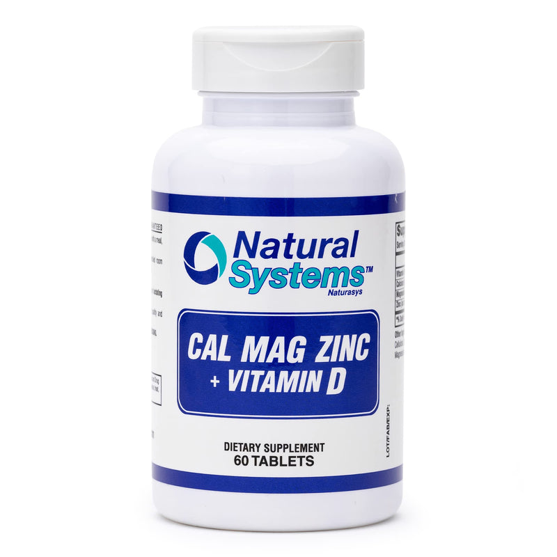 Calcium Magnesium Zinc Vitamin D Supplement 60 Tablets by Natural Systems - Calcium Magnesium Zinc and VIT D Supplements for Strong Immune System - Magnesium Supplement for the Immune System