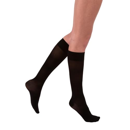 JOBST UltraSheer Knee-High 15-20 mmHg Closed Toe Compression Stockings for Women, Medical Compression For Varicose and Spider Veins, Helps Prevent Swelling Classic Black Medium Petite
