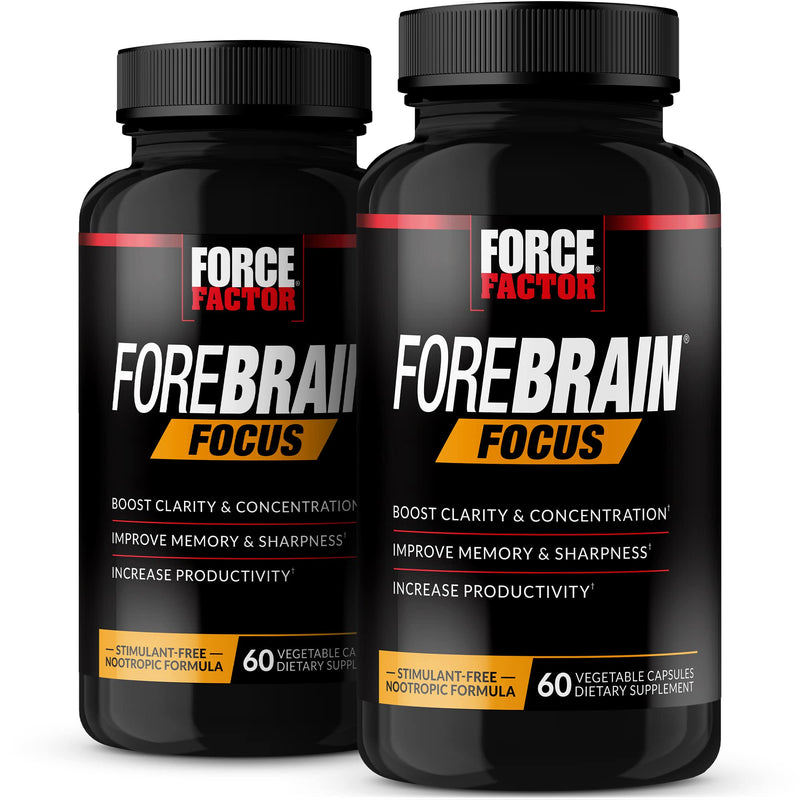 Force Factor Forebrain Focus Brain Booster | Brain Supplement to Boost Clarity & Concentration, Memory & Sharpness, Nootropic Brain Support Supplement, 120 Capsules 60 Count (Pack of 2)