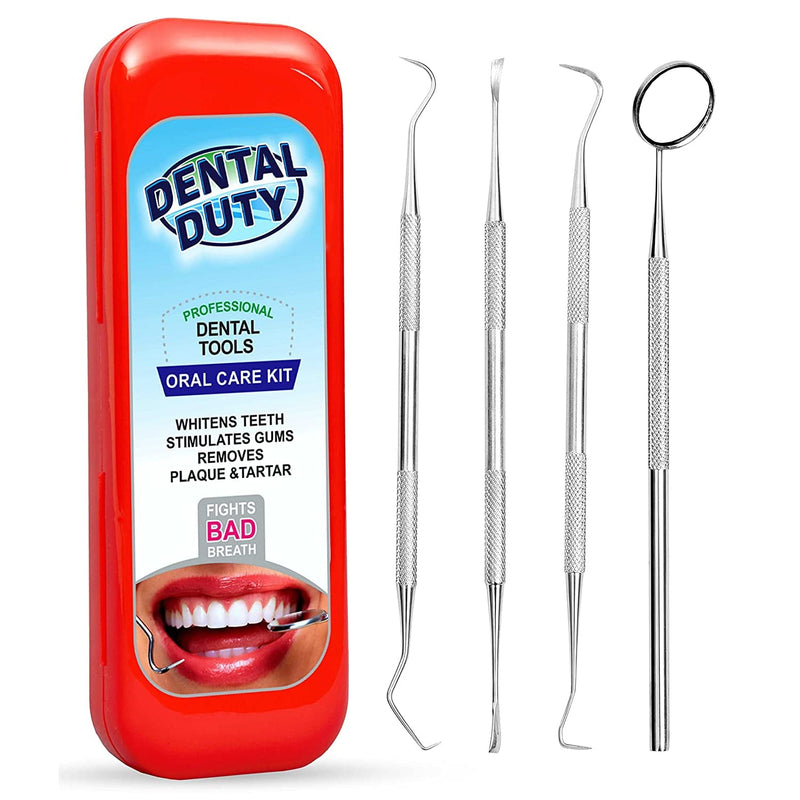 Dental Duty Dental Tools, Dental Pick for Teeth Cleaning Tools – Plaque Remover for Teeth with Teeth Cleaning Kit - Stainless Steel Dental Mirror for Teeth, Scraper and Scaler, (Red) Cherry Red - BeesActive Australia