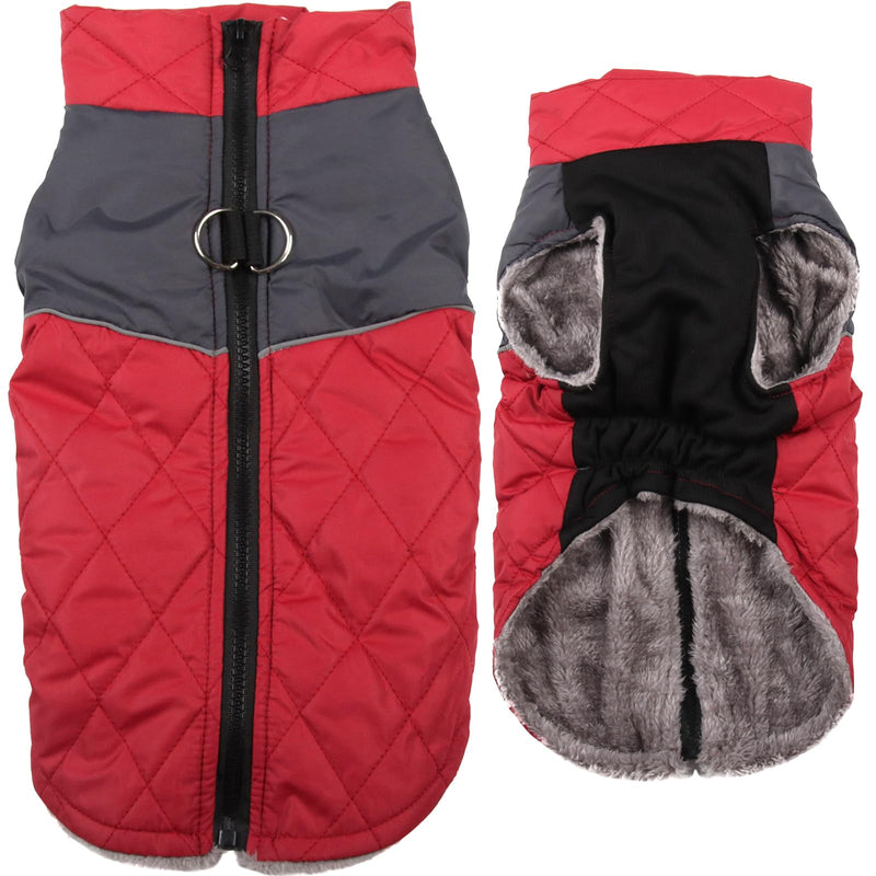 Warm Fleece Dog Coats for Small Dogs,D-Rings Waterproof Puppy Jacket for Cold Winter,Red M Medium (Pack of 1) Red - BeesActive Australia